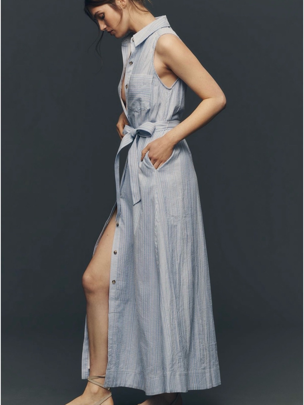 NWT! Maeve Mona cotton maxi shirt dress - Picture 4 of 9
